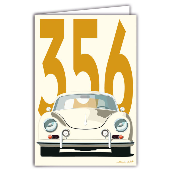 69-1106 Carte 356 Voiture de Sport Luxe Automobile Lignes emblématiques Illustration Graphique Moderne Design épuré coloré Objet de Collection pour Passionné -Avec Enveloppe 12x17cm -Fab française