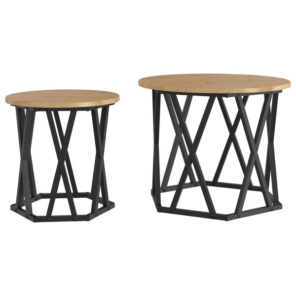 Tables d'appoint empilables vidaXL 2 Pièces en bois d'ingénierie chêne artisanal