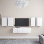 vidaXL Ensemble de meuble TV 6 Pièces Blanc Aggloméré