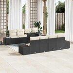 vidaXL Ensemble de canapé de jardin avec coussin 7 Pièces Noir et crème