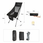 Chaise de camping pliable avec grand dossier - Kingcamp - Noir - Sac de transport inclus