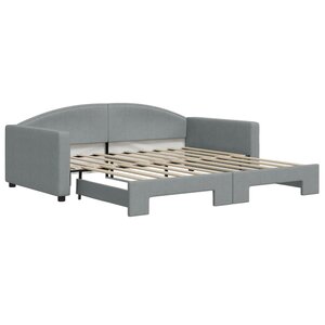 vidaXL Lit de jour avec lit gigogne gris clair 100x190 cm tissu