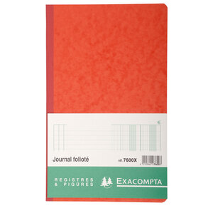 Piqûre Journal folioté - avec feuille d'identification - 38 lignes - 80 pages EXACOMPTA