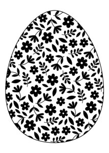 Tampon en bois oeuf imprimé Fleurs 5 x 7 cm