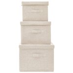 vidaXL Boîtes de rangement empilables 3 Pièces Tissu Crème