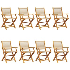 vidaXL Chaises de jardin pliantes lot de 8 beige bois d'acacia massif