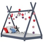 vidaXL Cadre de lit d'enfant Gris  Bois de pin massif 90 x 200 cm