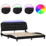 vidaXL Cadre de lit avec LED sans matelas noir et blanc 180x200 cm