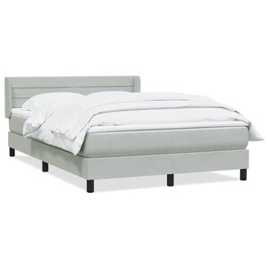 vidaXL Sommier à lattes de lit et matelas gris clair 140x210cm velours