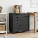 vidaXL Cabinet roulant Gris 63 5 x 39 x 65 5 cm Bois de Pin Massif