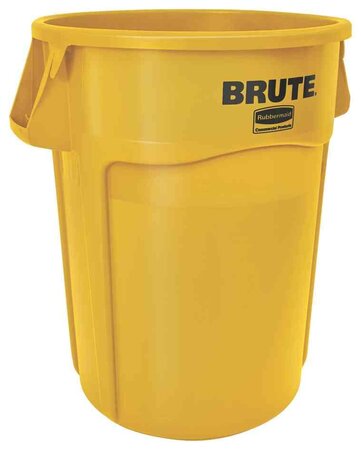 Collecteur BRUTE 166,5 litres, en PP, jaune RUBBERMAID