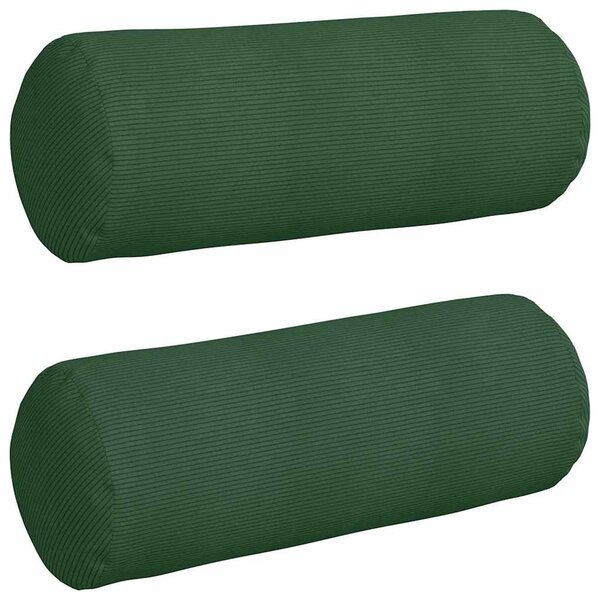 vidaXL Coussins d'accent 2 Pièces Vert foncé Ø 25 x 70 cm