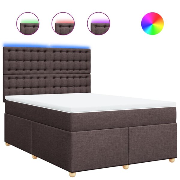 vidaXL Sommier à lattes de lit avec matelas Marron foncé 140x200 cm
