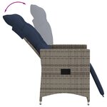 vidaXL Chaise de jardin inclinable avec coussins en résine tressée grise