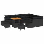 vidaXL Ensemble de canapé de jardin 12 Pièces Noir Poly rotin