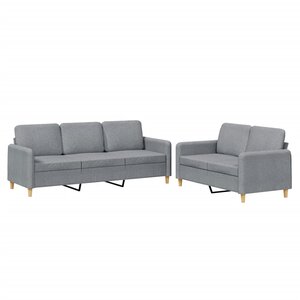 vidaXL Ensemble de canapés 2 Pièces avec coussins Gris clair Tissu