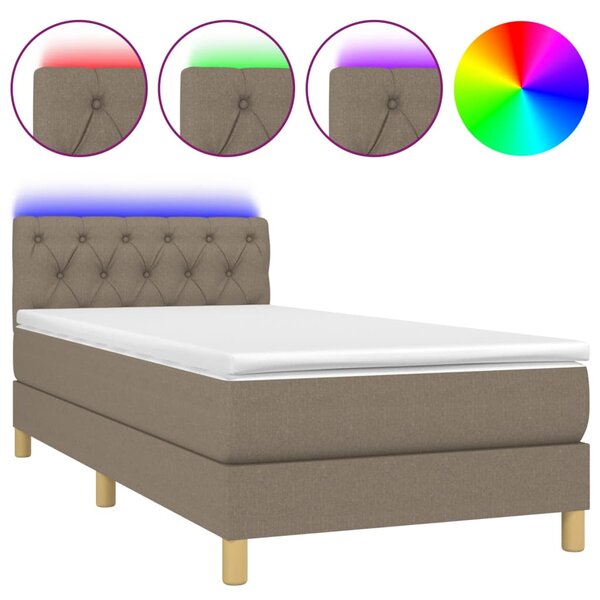 vidaXL Sommier à lattes de lit avec matelas LED Taupe 80x200cm Tissu