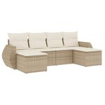 vidaXL Salon de jardin avec coussins 6 Pièces beige résine tressée