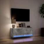 vidaXL Meuble TV mural avec lumières LED gris béton 100x31x35 cm