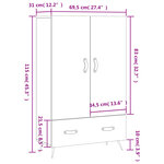 vidaXL Buffet haut chêne marron 69 5x31x115 cm bois d'ingénierie