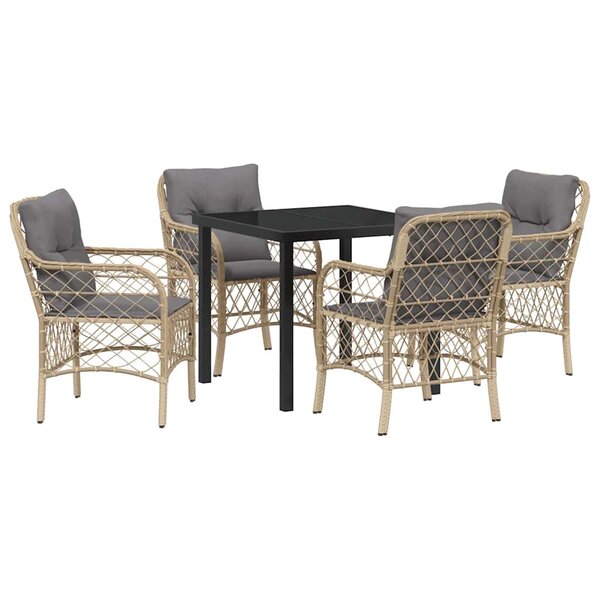 vidaXL Ensemble de salle à manger pour jardin 5 Pièces Beige Poly rotin