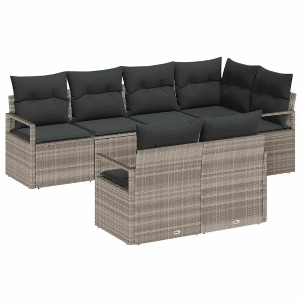 vidaXL Ensemble de canapé de jardin 7 Pièces Gris clair Poly rotin