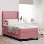Lit Box Spring avec Matelas Rose 90x200 cm en Velours