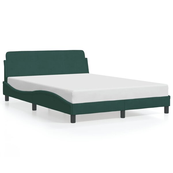vidaXL Cadre de lit Dover vert foncé 140x200 cm velours
