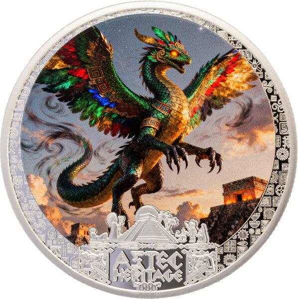 Monnaie QUETZALCOATL Aztec Heritage 1/2 Oz Argent 5$ Liberia 2026