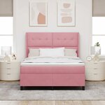 vidaXL Lit à ressorts avec tête de lit Rose 140 x 190 cm Velours