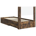 vidaXL Cadre de lit avec rangement et tête de lit Chêne fumé