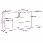 vidaXL Buffet 3 Pièces Chêne noir 60 x 30 x 70 cm Bois d'ingénierie