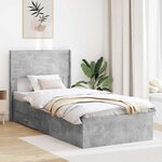 vidaXL Cadre de lit avec rangement et tête de lit Gris béton