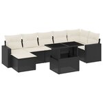 vidaXL Salon de jardin 8 Pièces avec coussins noir résine tressée