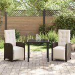 vidaXL Ensemble de salle à manger pour jardin 3 Pièces Marron polyrotin