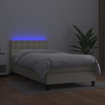 vidaXL Sommier à lattes de lit avec matelas et LED Crème 100x200 cm