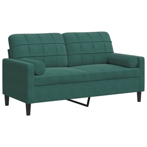vidaXL Canapé 2 places avec oreillers vert foncé 140 cm velours