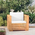 vidaXL Fauteuil de jardin avec coussins crème Bois de teck massif