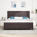 vidaXL Lit à ressorts avec matelas et LED - Marron foncé  200 x 200 cm en tissu