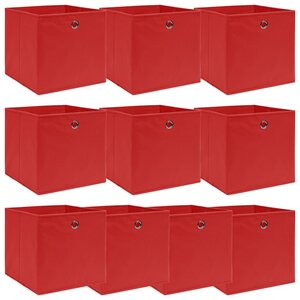 vidaXL Boîtes de rangement 10 Pièces Rouge 32x32x32 cm Tissu