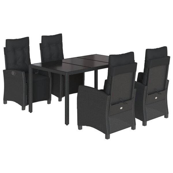 vidaXL Ensemble à manger de jardin coussins 5Pièces Noir Résine tressée
