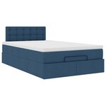 vidaXL Cadre de lit ottoman avec matelas bleu 120x190 cm tissu