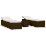 vidaXL Chaise longue de jardin table à thé 3 Pièces Résine tressée Marron