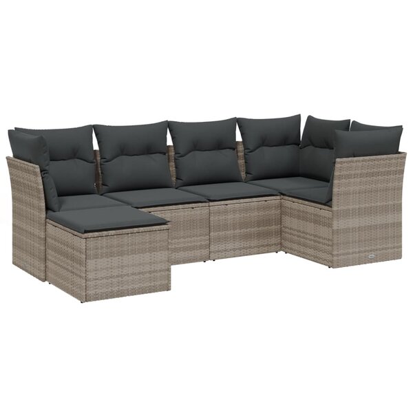 vidaXL Salon de jardin 6 Pièces avec coussins gris clair résine tressée