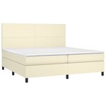 vidaXL Sommier à lattes de lit avec matelas Crème 200x200cm Similicuir