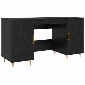 vidaXL Bureau avec porte Chêne noir 140 x 50 x 75 cm Bois d'ingénierie