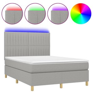 vidaXL Sommier à lattes de lit et matelas et LED Gris clair 140x190 cm