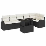 vidaXL Ensemble de canapé de jardin 7 pc 6-Nombre de places Noir
