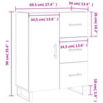 vidaXL Buffet sonoma gris 69 5x34x90 cm bois d'ingénierie