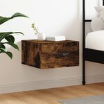 vidaXL Table de chevet murale chêne fumé 35x35x20 cm